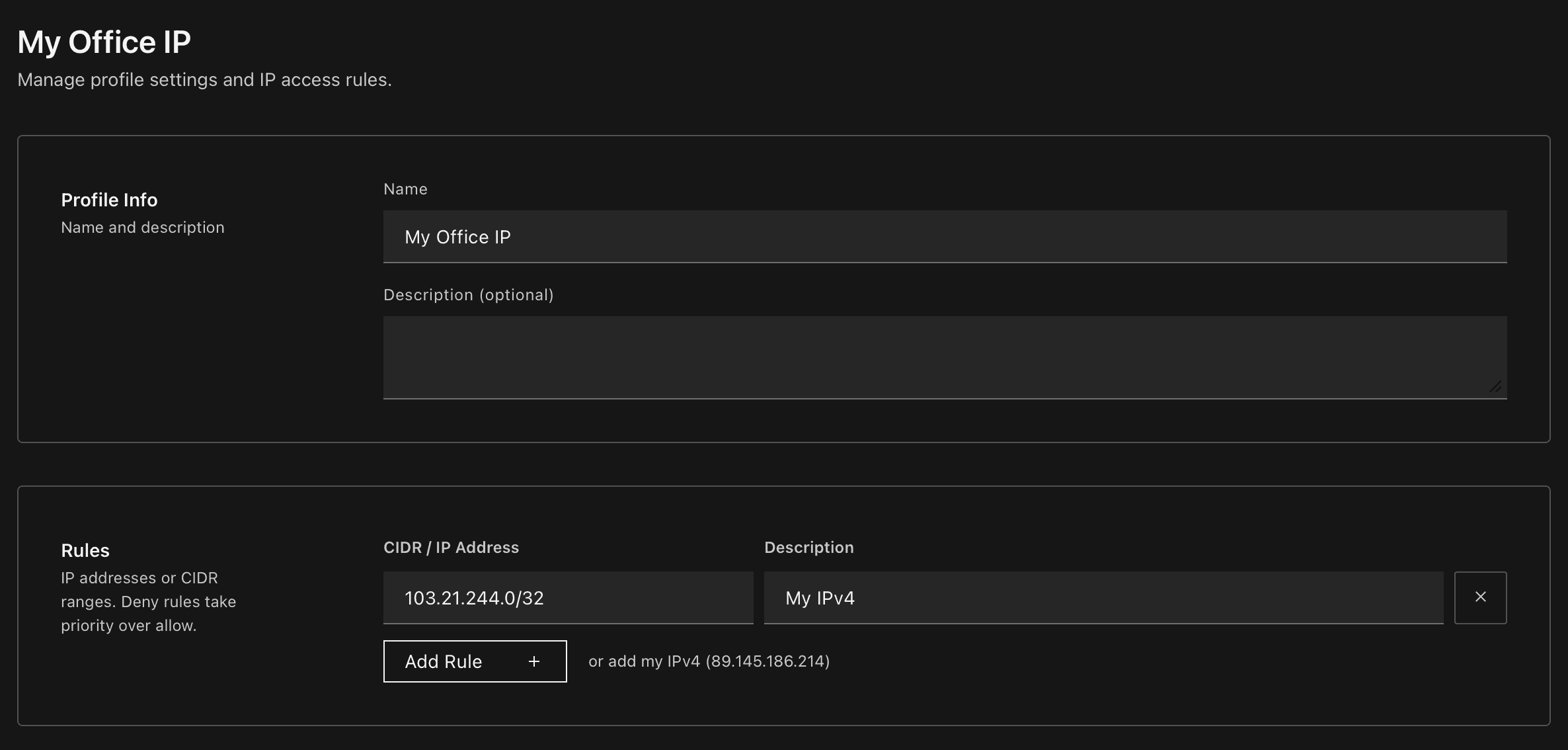 IP Access Profiles